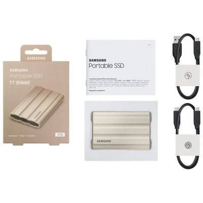 Твердотельный диск 2TB Samsung T7 Shield MU-PE2T0S/WW , V-NAND, USB 3.2 Gen 2 Type-C  [R/W - 1000/1050 MB/s]/EU