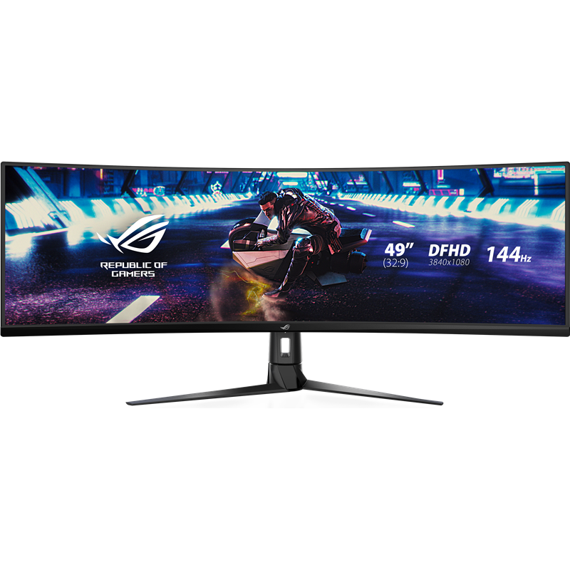 Монитор LCD 49" XG49VQ/ ASUS ROG Strix XG49VQ 49" Curved UHD (3840x1440) monitor, VA, 32:9, 144 Hz, 3000 :1,  HDMIx2, DP, USB 3.0, 178°(H)/178°(V), Speakers 5W x 2 Stereo RMS, FreeSync 2 HDR, Display HDR400, подсветка Aura Sync, 125% sRGB, VESA 100x100mm,