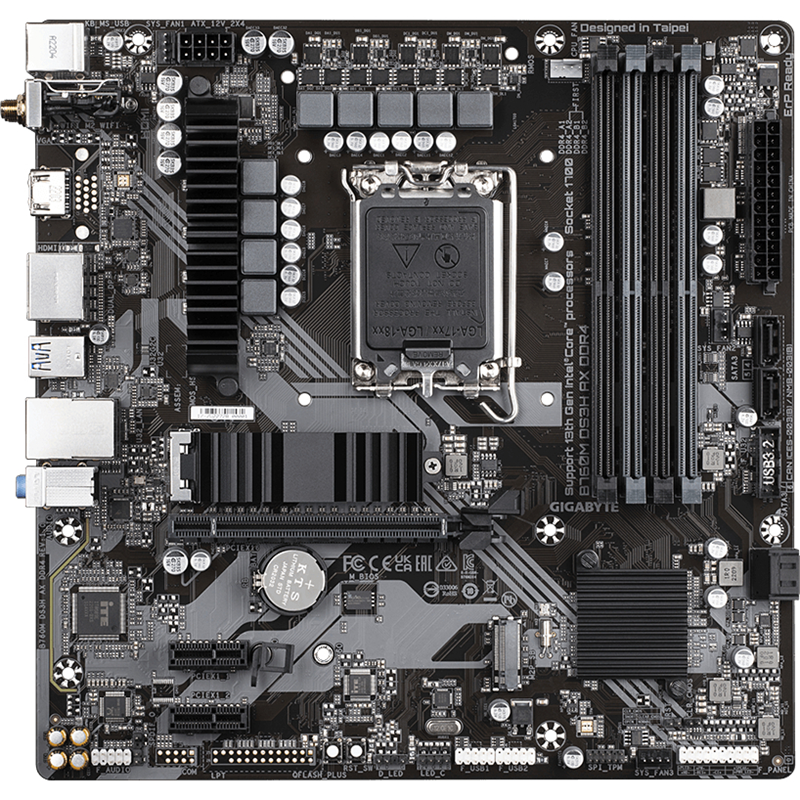 Материнская плата/ MB GIGABYTE INTEL B760 s1700, 4xDDR4(128GB), HDMI 2.0/2xDP, 1xPCIe 4.0x16, 2xPCIe 3.0, 1xLAN (2.5GbE), Wi-Fi, BT, 4xSATA 6Gb/s, 2xM.2, 1xUSB-C, 3xUSB 3.2, 2xUSB 2.0, mATX