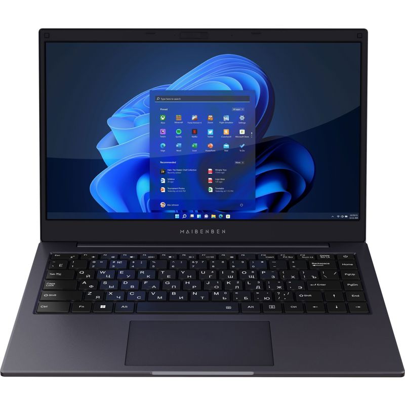Ноутбук/ Maibenben Smart S14A-iN10UM 14"(1920x1080 (матовый) IPS)/Intel N-series N100(0.8Ghz)/8192Mb/256PCISSDGb/Int:Intel UHD Graphics/Cam/BT/WiFi/38WHr/war 1y/1.45kg/Dark Blue/Win11Home + Screen 60Hz, 250nits, 16:9