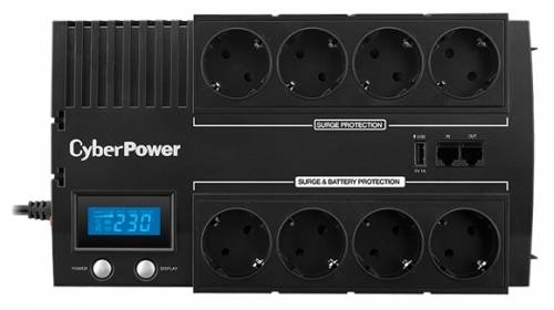 ИБП CyberPower BR1200ELCD Line-interactive 1200VA/720W (Euro x8, RJ11/RJ45, USB-A x1, USB-порт, 288x118x166(мм), 8,2кг)