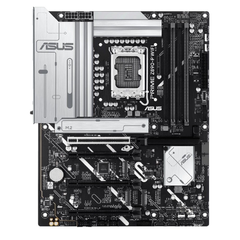 ASUS PRIME Z890-P WIFI (Socket 1851, ATX, 4xDDR5(192GB), DP/HDMI, 1xPCIe 5.0x16/3xPCIe 4.0x16, 1xLAN (2.5GbE), Wi-Fi, BT, 4xSATA 6Gb/s, 4xM.2, 1xThunderbolt 4 , 7xUSB 3.2)