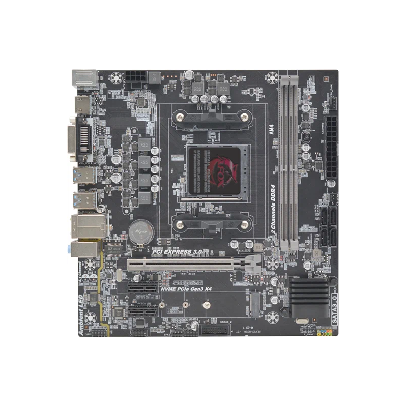 Материнская плата/ MB AFOX AMD B450 AM4, 2xDDR4(32GB), 1xPCIe 3.0x16, 2xPCIe x1, 1xHDMI, 1xD-Sub, 1xLAN(1GbE), 4xSATA, 1xM.2, 2xUSB 3.0, 4xUSB 2.0, mATX