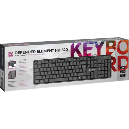 Defender Проводная клавиатура Element HB-520 USB RU,черный,полноразмерная USB