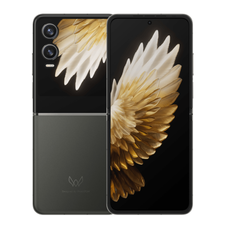 AE11 PHANTOM V Flip2 5G 256+8 Grey, Disp1 6,9", 20:9, 2640x1080 Mp, Disp2 1,32", 466x466 Mp, 3.0GHz, 8 Core, 8GB RAM, 256GB, 64Мп+13Мп/32Мп, 2Sim, LTE, 4G, 5G, BT v5.3, WiFi, NFC, GPS/Glonass/Beidou/Glonass/IRNSS, Type-C, 1210mAh+2790mAh, Android 13, 196g