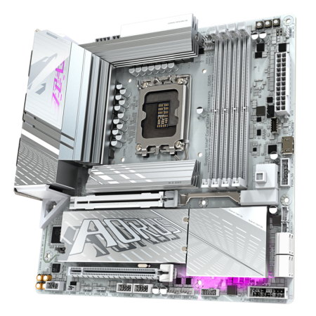 Материнская плата/ Z890M AORUS ELITE WIFI7 ICE, Socket 1851, Intel®Z890, 4xDDR5-6400, DP, 2xPCI-Ex16, 4xSATA3(RAID 0/1/5/10), 3xM.2, 8Ch Audio, 1x2.5GbLan, WiFi, (4+4)xUSB2.0, (5+2)xUSB3.2, (1+1)xUSB Type-C™, mATX, RTL