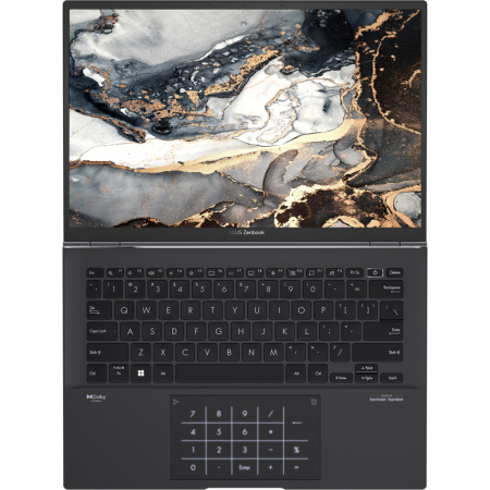 Ноутбук/ ASUS UM3402YA-KP860 14"(2560x1600 (матовый) IPS)/AMD Ryzen 5 7430U(2.3Ghz)/16384Mb/1024SSDGb/noDVD/Int:AMD Radeon/Cam/BT/WiFi/75WHr/war 1y/1.35kg/Jade Black/DOS + NumberPad; алюм корп; +чехол