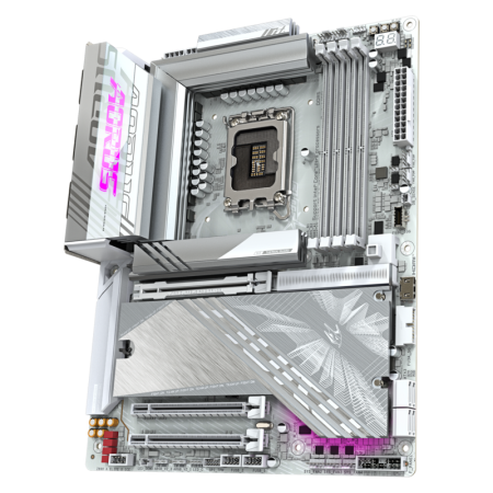 Материнская плата/ Z890 AORUS ELITE X ICE, Socket 1851, Intel®Z890, 4xDDR5-6400, 3xPCI-Ex16, 4xSATA3(RAID 0/1/5/10), 5xM.2, 8Ch Audio, 1x2.5GbLan, WiFi, (4+4)xUSB2.0, (6+2)xUSB3.2, (1+1)xUSB Type-C™, ATX, RTL