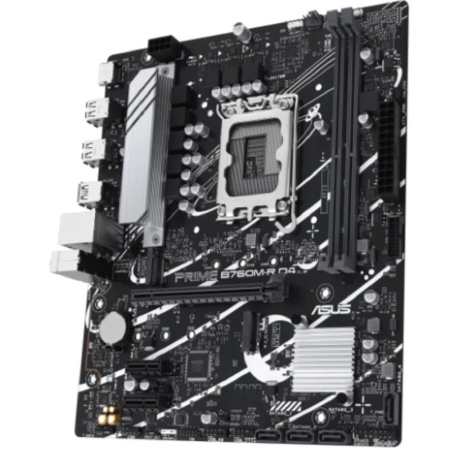 ASUS PRIME B760M-R D4 (Socket 1700, mATX, 2xDDR4(64GB), HDMI 2.1, 1xPCIe 4.0x16/2xPCIe 4.0, 1xLAN (2.5GbE), 4xSATA 6Gb/s, 2xM.2, 4xUSB 3.2, 4xUSB 2.0)