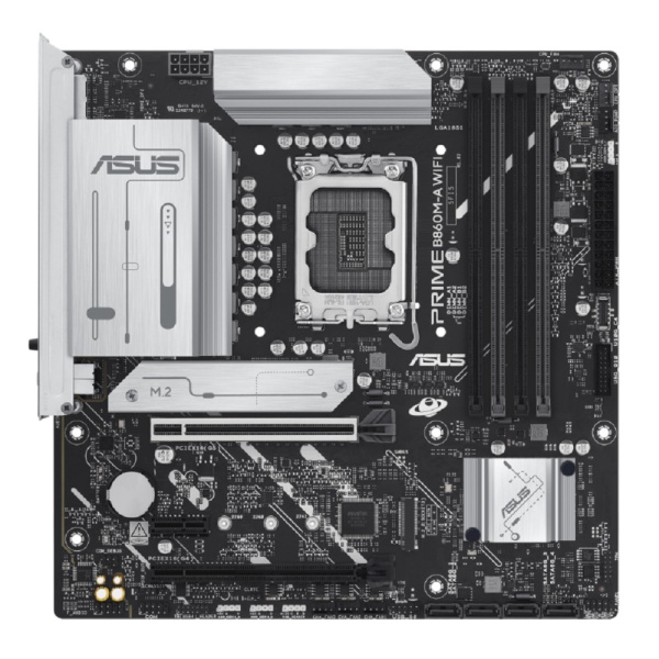 ASUS PRIME B860M-A WIFI (Socket 1851, mATX, 4xDDR5(256GB), HDMI 2.1/DP, 1xPCIe 5.0x16/1xPCIe 4.0x16/1xPCIe 4.0x1, 1xLAN(2.5GbE), Wi-Fi, BT, 4xSATA 6Gb/s, 2xM.2, 1xUSB-C, 3xUSB 3.2, 4xUSB 2.0)