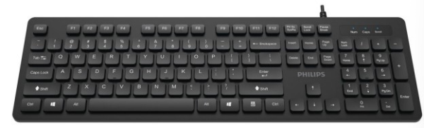 Philips Проводная Клавиатура SPK6264, USB 2.0 104 клав,  русская заводская раскладка, чёрный