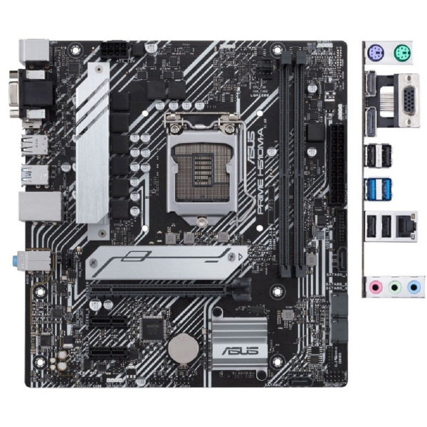Asus PRIME H510M-A (Socket 1200, mATX, 2xDDR4(64GB),VGA/HDMI 2.0/DP, 1xPCIe 4.0x16/2xPCIe 3.0, 1xLAN, 4xSATA 6Gb/s, 1xM.2, 2xUSB 3.2, 4xUSB 2.0, 2xPS/2)