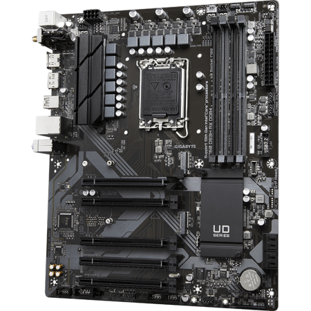 Материнская плата/ MB GIGABYTE INTEL B760 s1700, 4xDDR4(128GB), HDMI 2.0/DP, 1xPCIe 4.0x16, 4xPCIe 3.0x16, 1xLAN, Wi-Fi, BT, 4xSATA 6Gb/s, 2xM.2, 1xUSB-C, 1xUSB 3.2, 4xUSB 2.0, 1xPS/2, ATX
