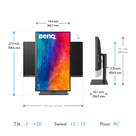 Мониторы/ Benq PD2705U 27'', 3840x2160, IPS,  60Hz, 1200:1, 350cd, 5ms, HDMI, DP; 3*USB 3.0, USB C*65W, Thunderbolt 3, Speakers, Height adj 110, Pivot, 100% sRGB, Flicker-free;Low Blue Light, Calibration Report, 3Y, Grey