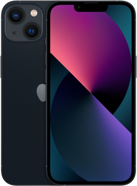 Смартфон Apple A2633 iPhone 13 128Gb 4Gb темная ночь моноблок 3G 4G 1Sim 6.1" 1170x2532 iOS 16 12Mpix 802.11 a/b/g/n/ac/ax NFC GPS GSM900/1800 GSM1900 TouchSc Protect
