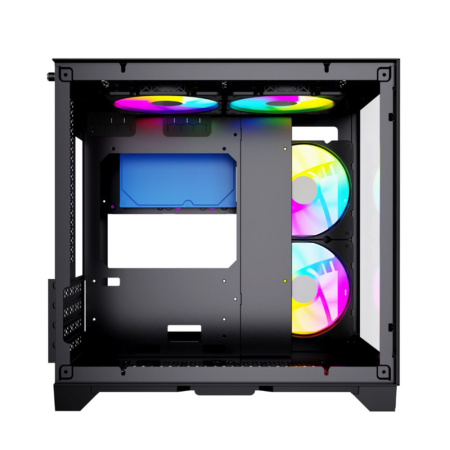 Корпус Powercase Vision Micro, Black, Tempered Glass, 4х 120mm 5-color fan, чёрный, mATX (CVBM-L4) (CVBM-L4) (202896)