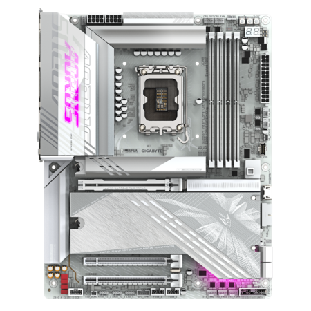 Материнская плата/ Z890 AORUS ELITE X ICE, Socket 1851, Intel®Z890, 4xDDR5-6400, 3xPCI-Ex16, 4xSATA3(RAID 0/1/5/10), 5xM.2, 8Ch Audio, 1x2.5GbLan, WiFi, (4+4)xUSB2.0, (6+2)xUSB3.2, (1+1)xUSB Type-C™, ATX, RTL