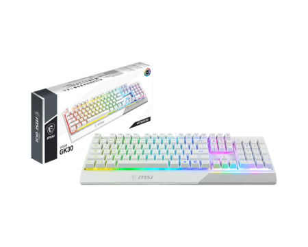 Gaming Keyboard MSI VIGOR GK30, Wired, Mechanical-like plunger switches. 6 zones RGB lighting with several lighting effects.  Anti-ghosting Capability. Water Resistant (spill-proof), White