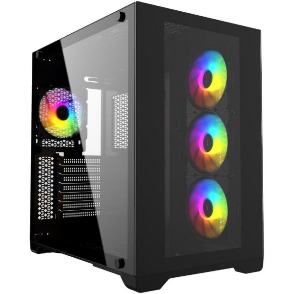 Корпус Powercase Vision Black, Tempered Glass, 4х 120mm 5-color fan, чёрный, ATX  (CVBA-L4) (202872)