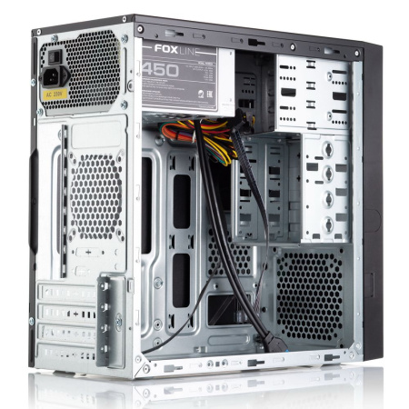 Корпус Foxline FL-733 (FL-733R-FZ450R-U32) mATX, 2x5.25EXT, 2x3.5EXT, 5x3.5INT, 2xUSB3.0, 2xUSB2.0, HDA, w/o FAN, w/450W ATX PSU, w/1.2m EU pwr cord (970863)
