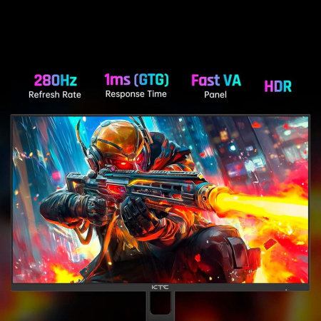 Монитор 27" KTC H27E22P Black (HVA, 1920x1080, HDMI+HDMI+DP, USB, 1 ms, 178°/178°, 350 cd/m, 3000:1, 280Hz, FreeSync/G-Sync, Pivot)