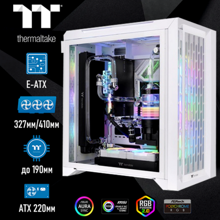 Корпус Thermaltake CA-1X7-00F6WN-01 CTE C700 TG ARGB Snow/White/Win/SPCC/Tempered Glass*2/CT140 ARGB Fan*3/Brown Box