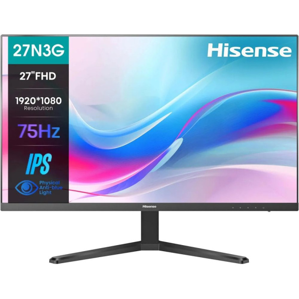 Монитор 27" Hisense 27N3G Black (IPS, 1920x1080, D-sub+HDMI, 5 ms, 178°/178°, 250 cd/m, 1000:1, 75Hz)