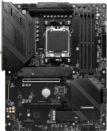 Материнская плата MSI MAG B650 TOMAHAWK WIFI SocketAM5 AMD B650 4xDDR5 ATX AC`97 8ch(7.1) 2.5Gg RAID+HDMI+DP